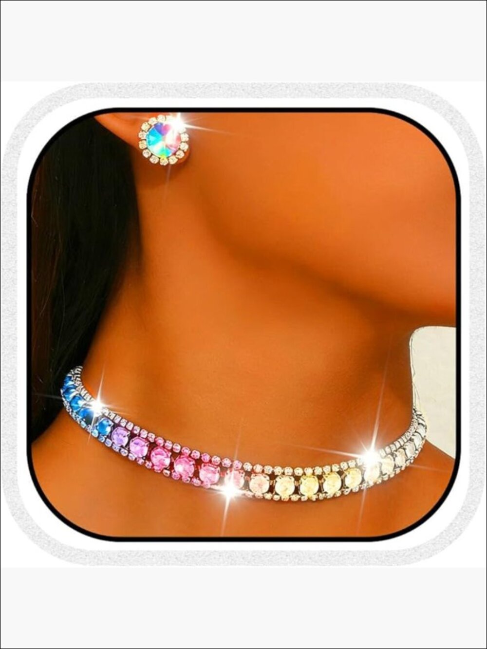 Rhinestone Bridal Wedding Jewelry Set with Necklace and Earrings